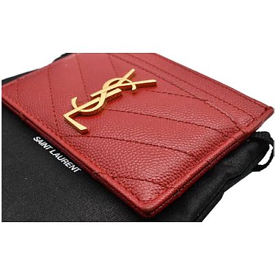 ysl zipper cardholder red
